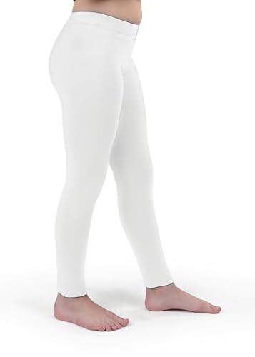 Silky Toes Little and Big Girls Premium Cotton Leggings White 32