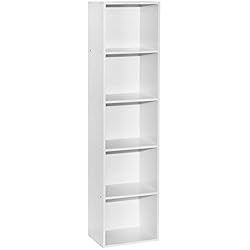 Estanteria Blanca Habitacion Vida Designs Librería Oxford con forma de cubo de 5 niveles, estantería de madera blanca, unidad de almacenamiento para muebles de oficina y sala de estar