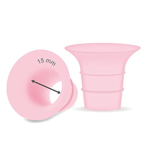 Image of Maymom 15mm Flange Insert Pink Compatible with Elvie Single/Double Electric, Elvie Stride Cup (24mm), Compatible with Medela PersonalFit Flex Shield, Not Original Elvie Replacement Pump Parts