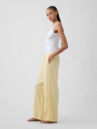 Image of Gap Womens Wide Leg Linen Pull on Pant