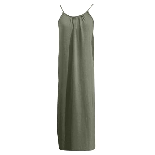 Image of HTHLVMD Backless Cami Dress Summer Dresses for Women 2026 Spaghetti Strap Dresses Womens Solid Color Backless Cami Dress