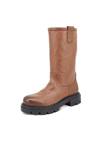 QUEEN HELENA Botines Moteras de Cuero para Mujer QH22L78 marrón, 38 EU