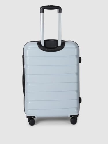 Image of TEAKWOOD LEATHERS Unisex 8 Wheels Trolley Bag, Hard Cabin with Zipper Closure, Adjustable Push Button & Cross Side Strap, Lock System 360 Degree (65 CM, Mettalic Silver)