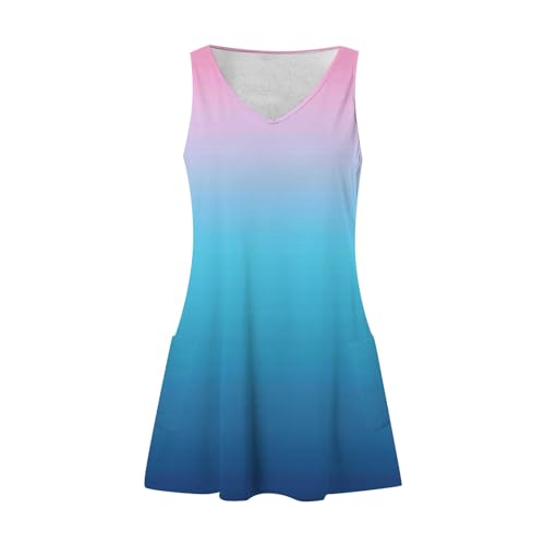 Image of Summer Dresses for Women 2026 Casual V Neck Sleeveless Sundresses Boho Beach Tank Dresses with Pockets
