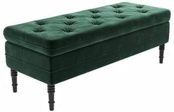Wood Point Crafts 2 Seater Upholstered Storage Bench Sofa Settee Storage Ottoman with Storage for Living Room/Bedroom/Office (Green)