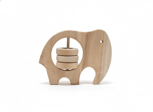 Image of Natural Neem Wood Baby Teether - Handmade Animal Shape Wooden Toy - Non-Toxic, Organic Chew Aid for Teething - Safe for Gums - Biodegradable, Eco-Friendly Gift for Infants & Toddlers (Neem Wood Baby Teether Set -4)