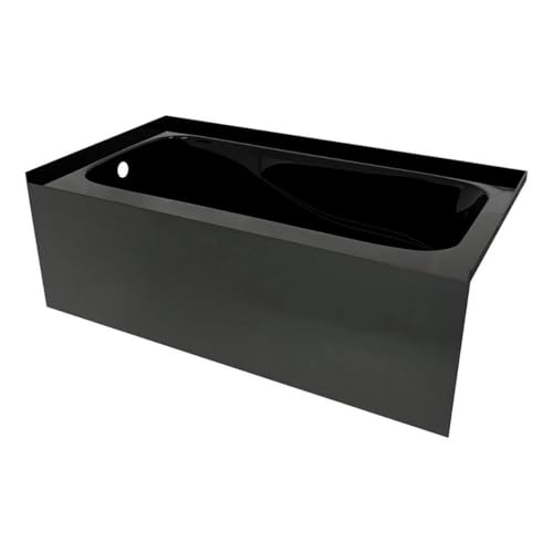 Bowery Hill 60x32 Left Hand Acrylic Bathtub, Black Finish, Sculpted Interior, Smooth Skirt, Ergonomic Molded Armrests, Scratch-Resistant, Easy-Clean Non-Porous Surface, Modern Design for Bathroom Spa