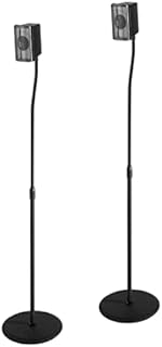 Hama 2 Height Adjustable Surround Speaker Stands (75.8cm-120cm) including hidden cable guide, Black