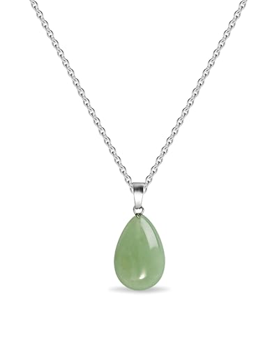 Teppdfann Silver Teardrop Jade Necklace for Women Trendy
