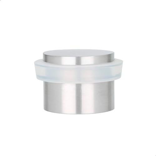 Klebe-Türstopper | 28 x 20 mm | Weißer Gummi aus Natursilikon | Edelstahl AISI 304 Finish Matt | Sehr gute Haftung | 100% zweckmäßig | Mod. I-163-B| EVI Herrajes