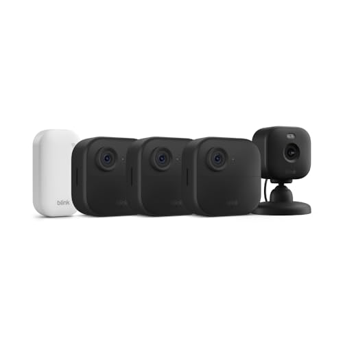 Blink Outdoor 4 + Mini 2 &ndash; Wireless smart security camera, two-year battery life, 1080p HD day and...