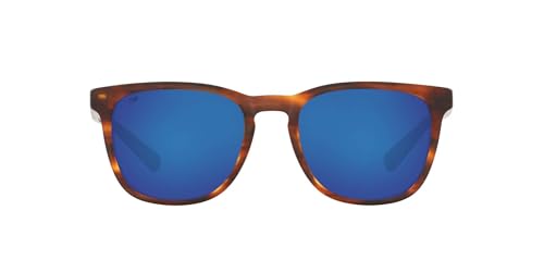Costa Del Mar Mens Sullivan Square Sunglasses, Matte Tortoise/Blue Mirrored Polarized-580g, 53 mm