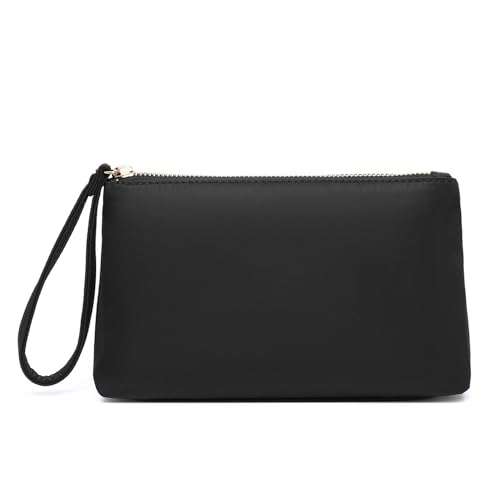 YONBEN NYLON Organizer Black Bag Makeup Pouch for Purse Waterproof Wristbands Bag with Zipper Pocket Credit Card Pouch and Wristbands Nylon Material