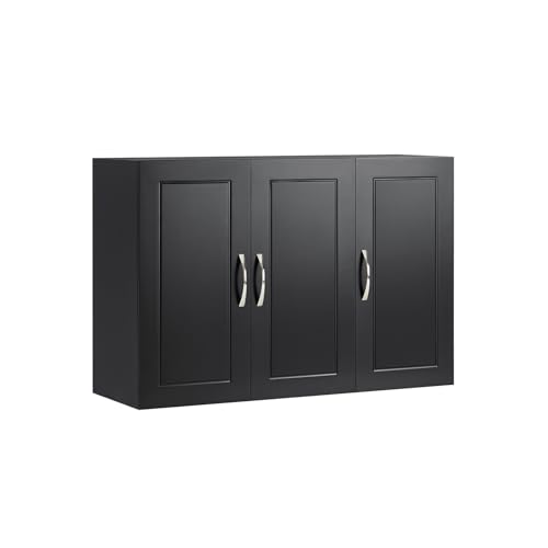SoBuy Armario Baño Pared - Mueble Baño Colgar con Estantes Ajustables - Armario Cocina Pared Estrecho y Moderno para Baño, Cocina o Lavadero Armario de Pared Multiusos, 90x30x60 cm, FRG231-L-SCH