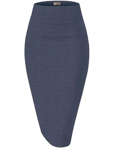 Image of Hybrid & Company Women's Premium Nylon Ponte Stretch High Waist Pencil Suit Skirt Below Knee