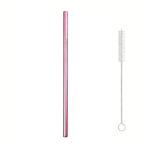 Reusable Metal Straws,10.5" Stainless Steel Straws,Easy to Use(1 PCS,Rose pink)