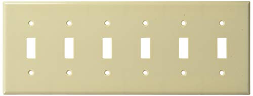 Leviton 86036 6-Gang Toggle Device Switch Wallplate, Thermoset, Device Mount, Ivory, 10-Pack