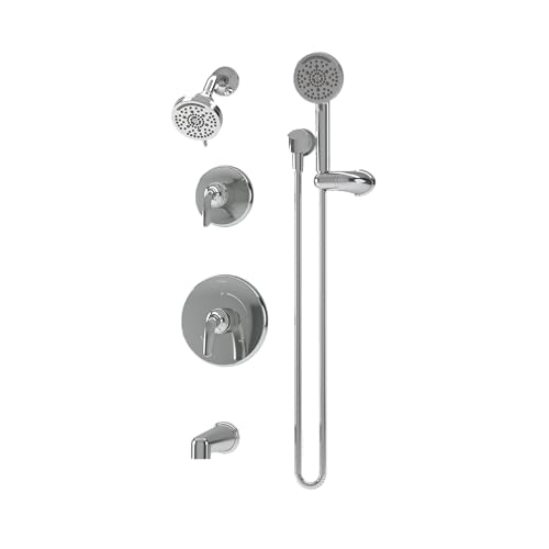 Symmons Elm kit de grifería para bañera y ducha de pared con dos manijas y ducha de mano en acabado cromado pulido miniatura 1