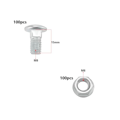 Image of 100 Sets M8x15mm Round Head Screws Bolts with M8 Nuts for Connecting Cable Trays with Dimensions 100x60mm 150x60mm 200x60mm 300x60mm