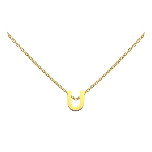Wironoat Collares para mujer, collares con inicial, collar de letra chapado en oro y plata, colgante A-Z, collar de titanio para mujer, Acero inoxidable, Sin piedra preciosa