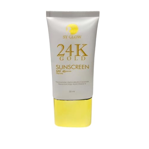 SY GLOW 24K Gold Sunscreen SPF 45++++ Broad Spectrum UVA/UVB with Niacinamide & Ceramides, 50 ml (2, 50ml) image 5