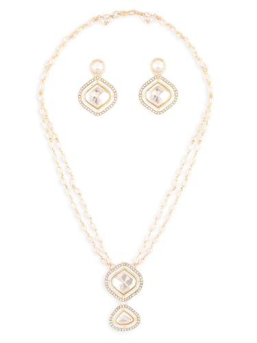 Juego de joyas con cuentas de perlas austriacas en latón y oro talla S