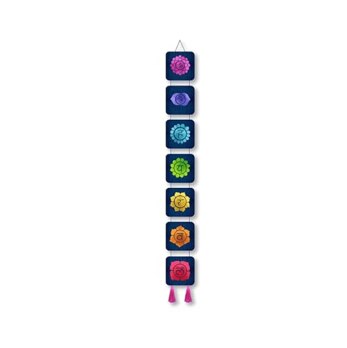Image of AURANCE Wooden Seven Chakra Line Wall Art | Spiritual Balance | Home Decor | Office | Meditation Space | Yoga Studio | Gift Giving | Spiritual Place | Healing Center,60 Cm