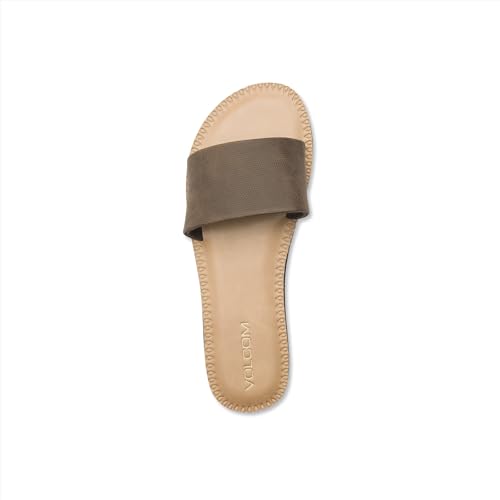 Image of Volcom Women's Simple Slide Sandals - Cushioned Synthetic Leather Strap Slides With Padded Footbed