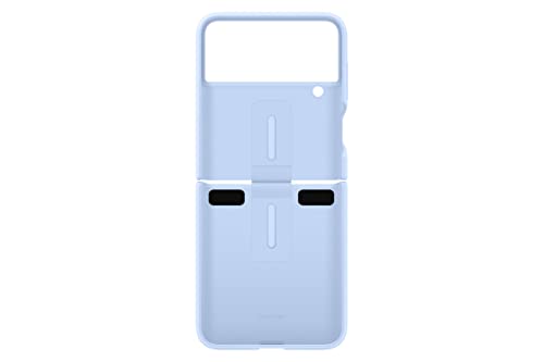 Image of Samsung Galaxy Z Flip4 Silicone Cover with Ring, Protective Phone Case with Finger Loop, Matte Finish, Bold Style, Handheld Design, US Version, Arctic Blue
