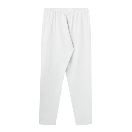 Mens Casual Linen Pants Loose Elastic Drawstring Waist Straight-Legs Summer Yoga Beach Long Pants, Parachute Pants Baggy2