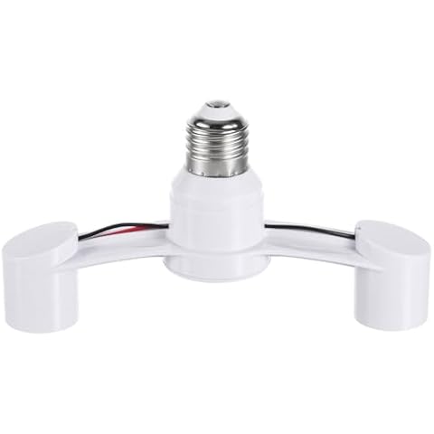 TOVINANNA Light Socket Splitter - 2 in 1 Bulbs Socket Splitter E27 Dual Heads Lamp Holder - 30W Per Head Converter Base PBT Socket for Home, Garage, Warehouse, Basement Use Cover