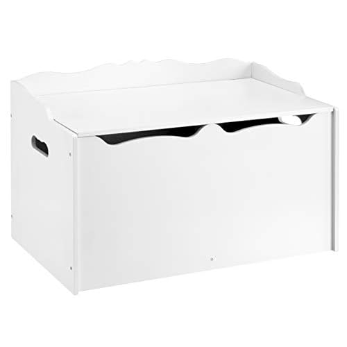 Amazon Basics Kids Toy Box, Wooden Organizer Storage Chest,White, 30″ x 18″ x 19″