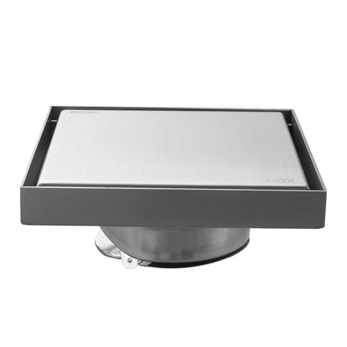 BRIMIX Stainless Steel 304 Floor Drain Bathroom Anti-Odor Shower Drain Invisible Drainer with Removable Tile Insert Grate 15 * 15 Cm Brushed