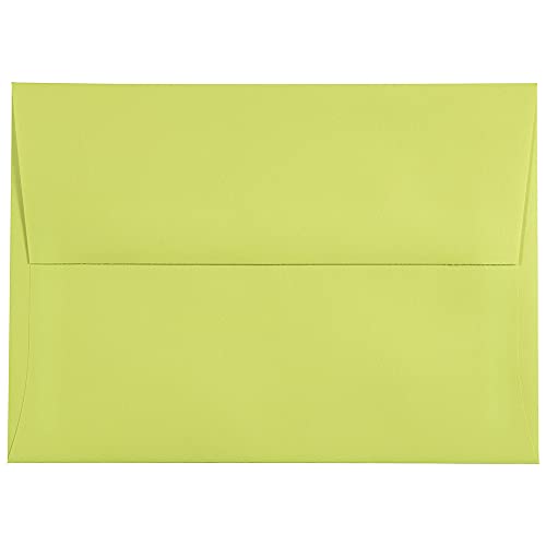 JAM PAPER A7 Colored Invitation Envelopes - 5 1/4 x 7 1/4 - Ultra Lime Green - 25/Pack