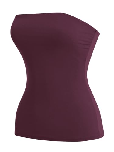 Image of MixMatchy Women's Stretchy Strapless Tube Top Y2K Bandeau Top
