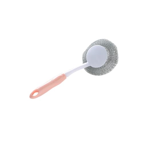 KOMBIUDA 3pcs Stainless Steel Sponges Metal Scouring Pads Long Handle Brush Cleaning Steel Ball Steel Scrubbers