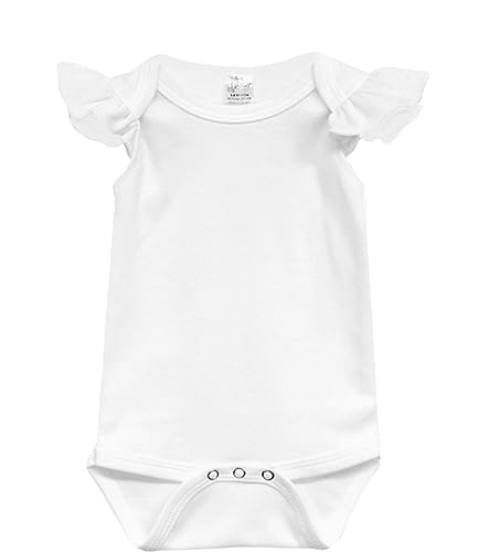 Image of Laughing Giraffe Baby Girl Blank Flutter Short Sleeve One piece bodysuit White