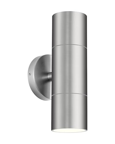 Image of Ken & Ricky Stainless Steel Outdoor Wall Light,Cylinder,Brushed Nickel,1PK