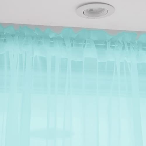 Image of Window Lake Blue Sheer Curtains 84 Inches Long 2 Panels Sheer Curtain Basic Rod Pocket Panel for Bedroom Children Living Room Yard Kitchen (Lake Blue, 52 inch W x 84 inch L | 2 pcs)