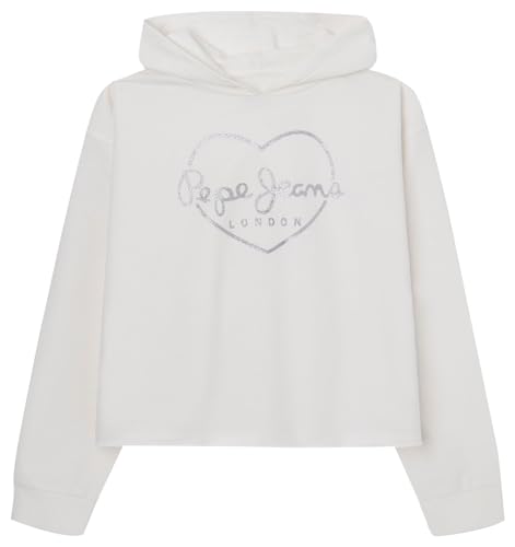 Pepe Jeans Elicia Summer Sudadera con Capucha para Niñas, Blanco (Mousse White), 10 Años