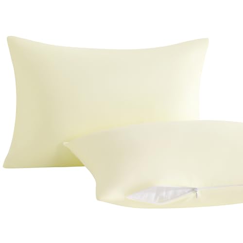 Image of NTBAY 2 Pack Toddler Pillows with Pillowcases, Soft Cotton Down Alternative 13x18 with Microfiber Zippered Pillowcases for Sleeping - Machine Washable - Breathable Travel Pillow, Ivory