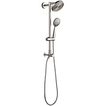 Fennocasa Polaris 2 Retrofit Dual-Shower Head System, includes 6 High Pressure Shower Head with Handheld Combo, 3-Setting, Height Adjustable Handheld Spray Holder, 60 Hose 2.5 GPM Brushed Nickel