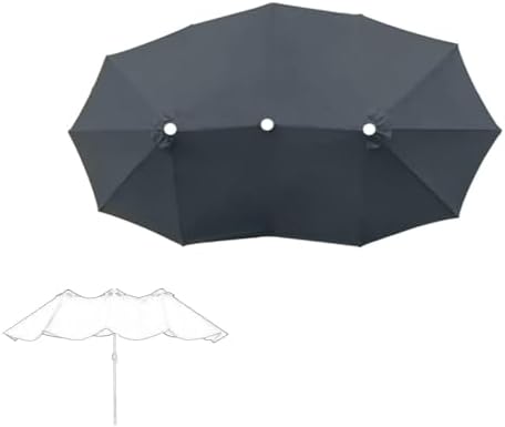 15x9ft Double-Sided Waterproof Umbrella Canopy Replacement - Durable 12-Rib Patio Parasol Cover, Heavy-Duty Sunshade for Outdoor Use, Easy Installation