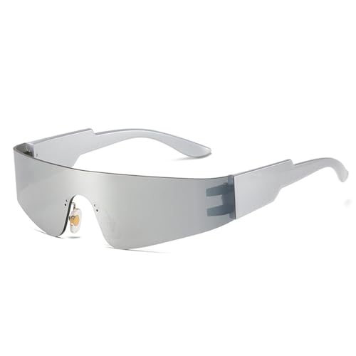 Lunettes de soleil punk sans monture LVTFCO miroir argenté UV400