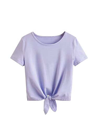 Image of Girls Tie Dye Shirts Short Sleeve T-Shirt Casual Tie Hem Tee Tops Size 5-12 Years