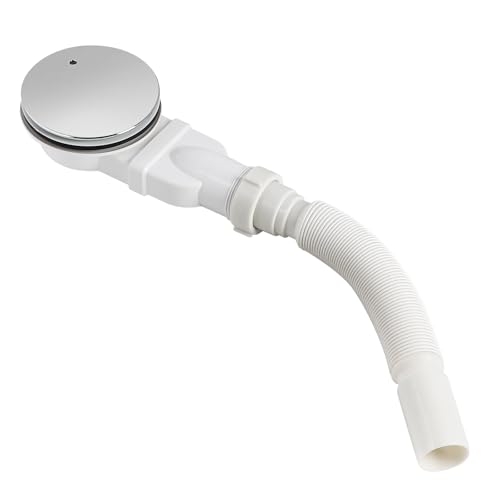 SWAWIS Bonde de Douche Ø 90mm avec PP Tuyau Flexible - Matériau ABS, avec Système Anti-Odeurs et Filtre à Cheveux, Couvercle Chromé, pour Receveur de Douche, Débit...