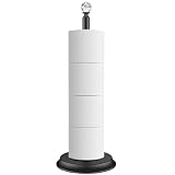 Metal Toilet Paper Holder Stand with Crystal Head - 4 Rolls Free Standing Bathroom Storage, Rustproof Space-Saving Design for Small Bathrooms (Black)