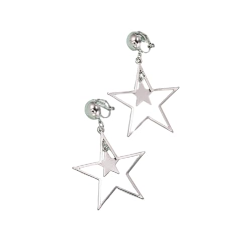 Star Dangle Drop Earrings for Women Double Star Clip on Earrings Y2K Non Piercing Ear Clip Earrings Birthday Party Jewelry Gifts