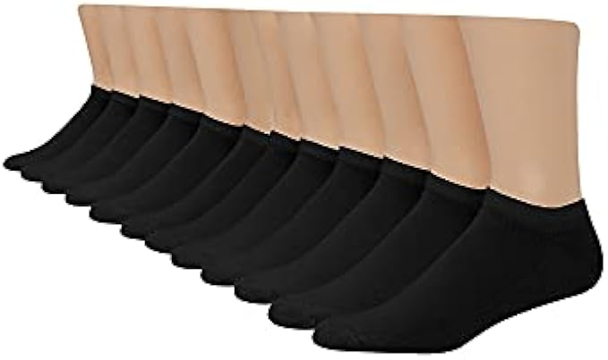 Hanes Men's Double No Show Socks 12-Pair Pack, Available in Big & Tall