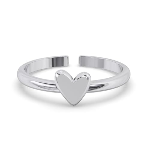 Clara Pure 925 Sterling Silver Minimal Heart Finger Ring | Size A...